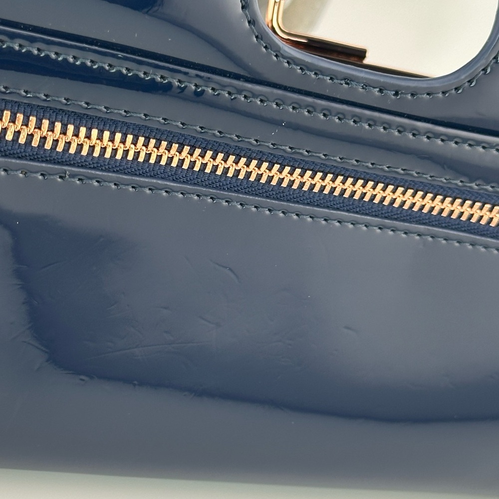 Ted Baker Navy Patent Leather Clutch Wallet - Picture 13 of 16
